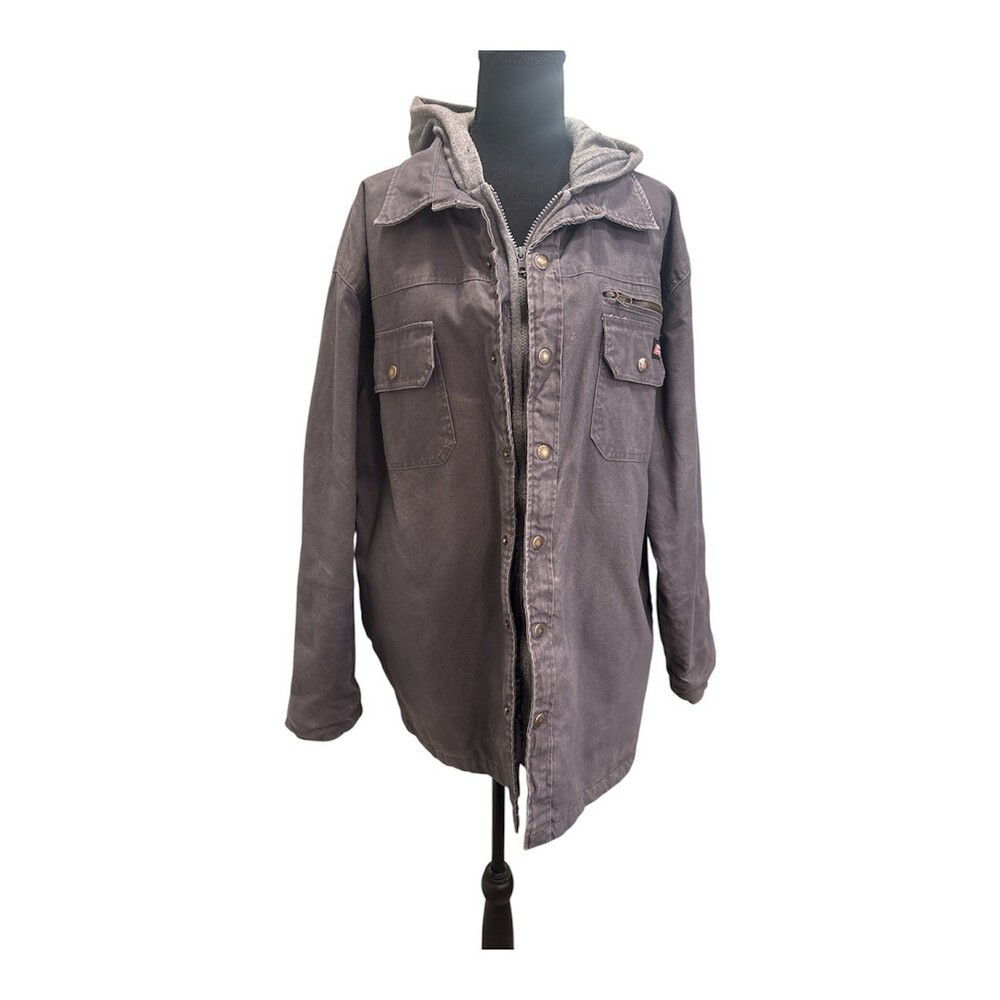 Dickies Jacket Coat Mens Gray Hoodie Lined Work Jacket Extra Large Heavyweight